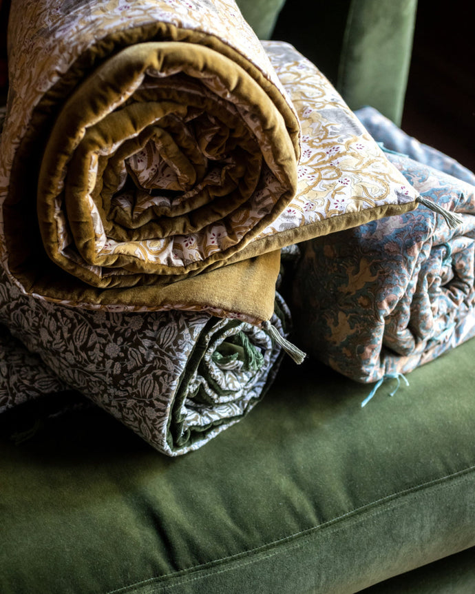 Velvet and cotton sofa cover