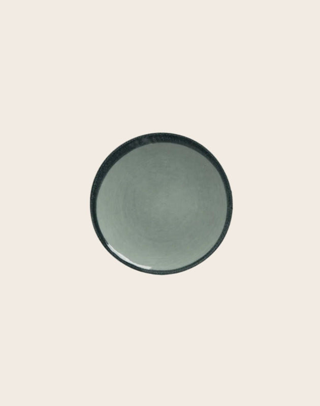 Assiette en faïence émaillée bleu