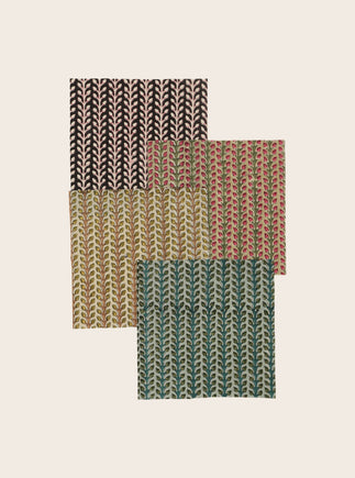 4 coloris des tissus Florio à motifs imprimés au block