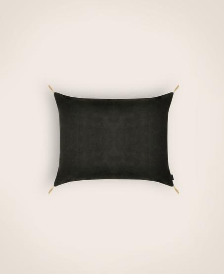Housse de coussin Velours lavé coloris carbone