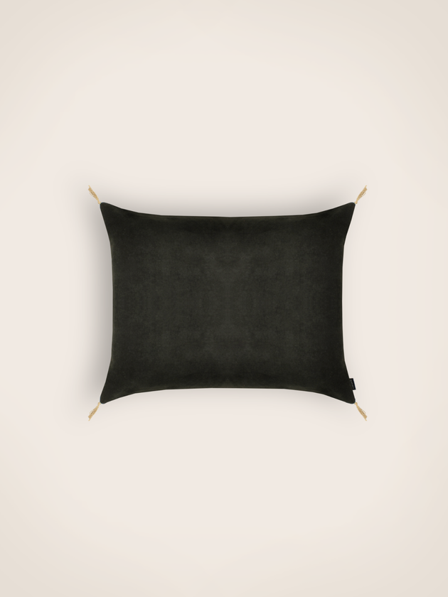 Housse de coussin Velours lavé coloris carbone