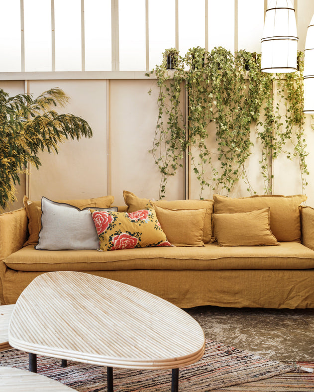 Holi 3-seater sofa in Selena linen fabric - Caravan