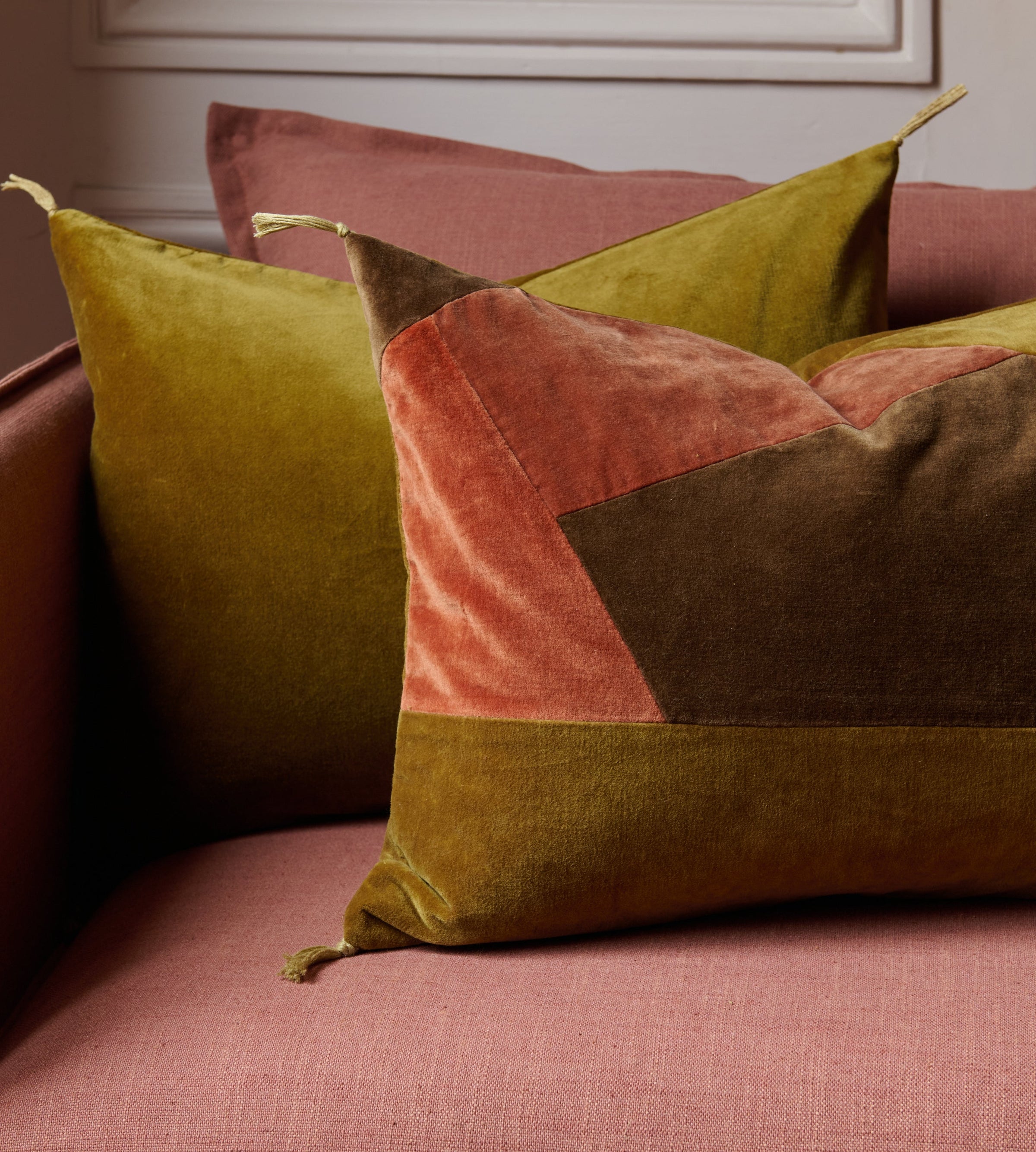 Housse de coussin Orion en patchwork couleur Noisette
