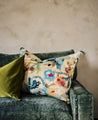 Housse de coussin imprimée en jute et lin Fiore