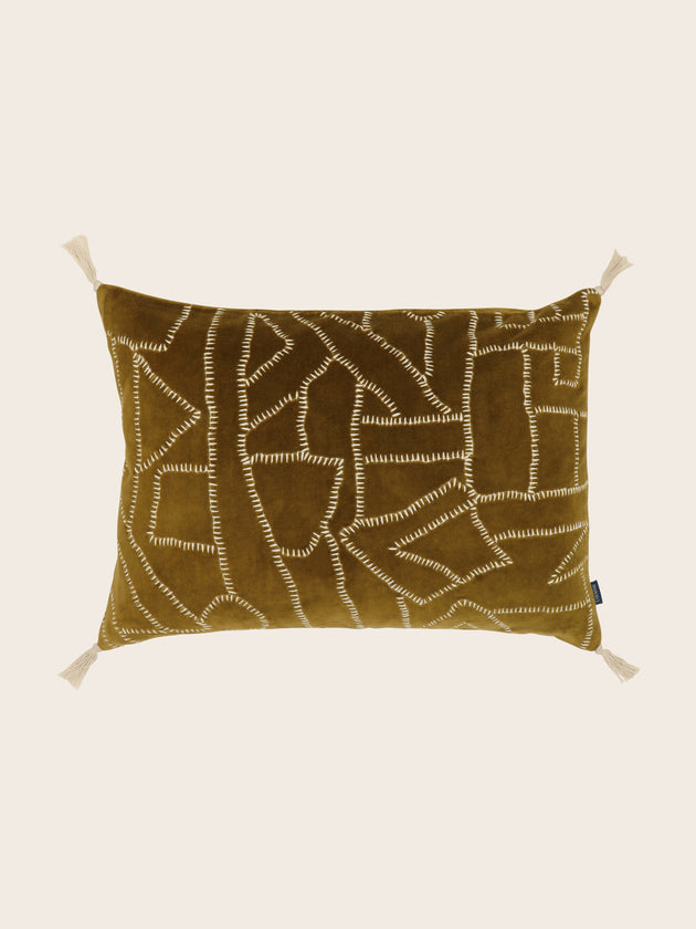 Housse de coussin rectangulaire en velours de coton couleur Dune