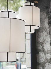 Suspension Ilam en papier blanc et contours noirs