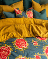Courtepointe pour bout de lit en coton motifs floraux Liao