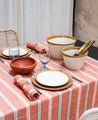 Nappe en lin rayures rouges - Caravane
