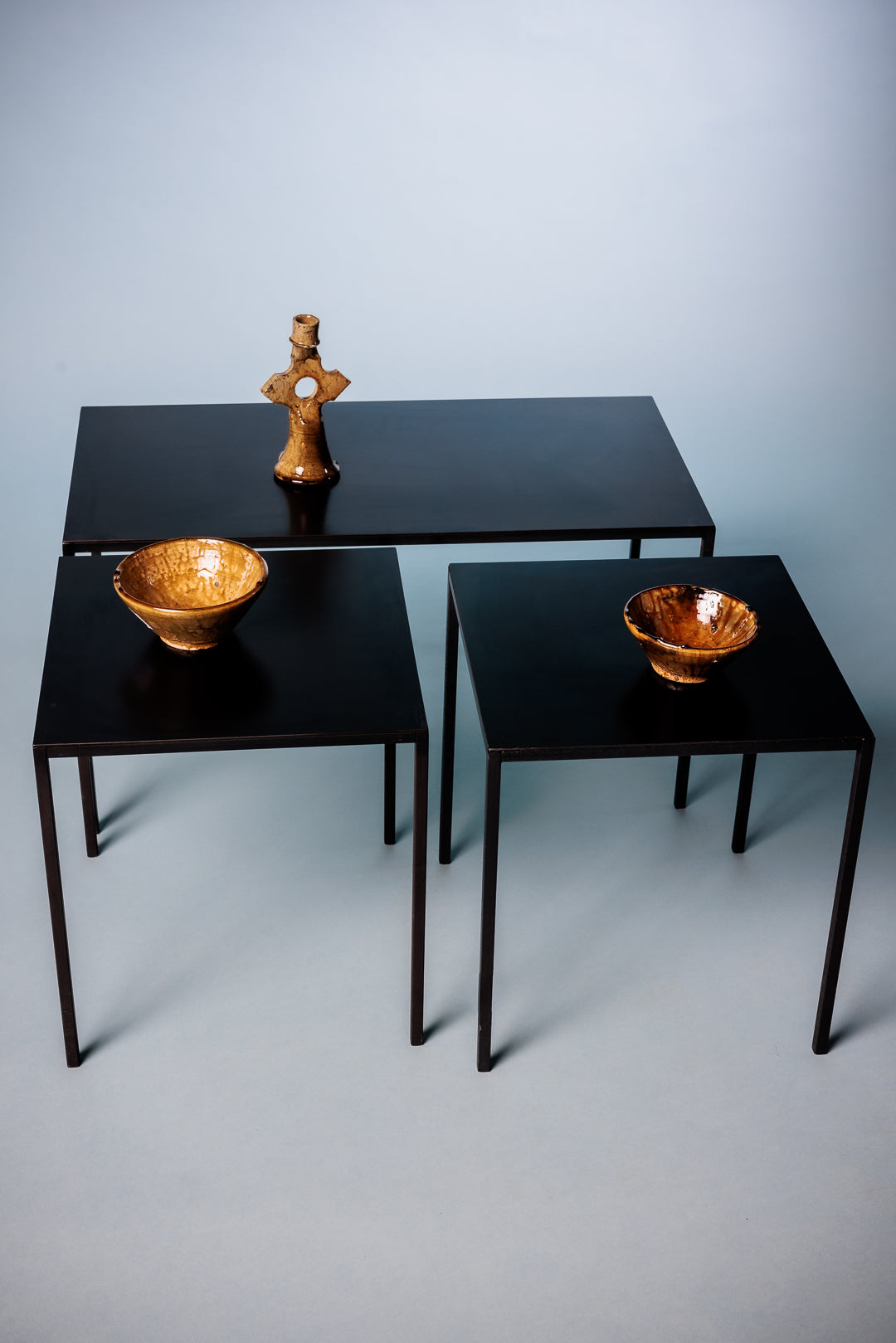 Tables basses rectangulaires en acier noir