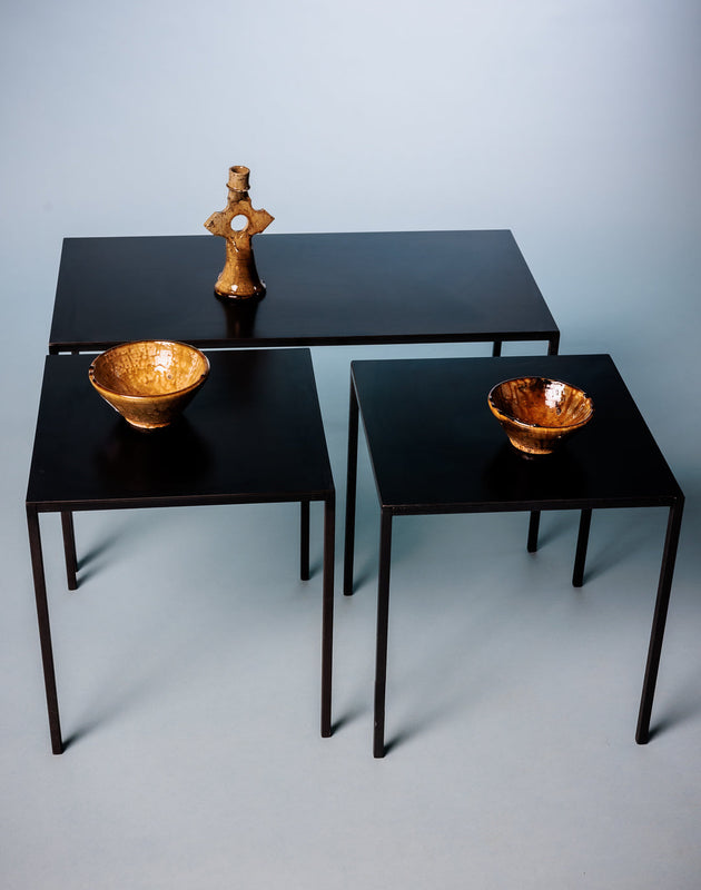 Tables basses rectangulaires en acier noir