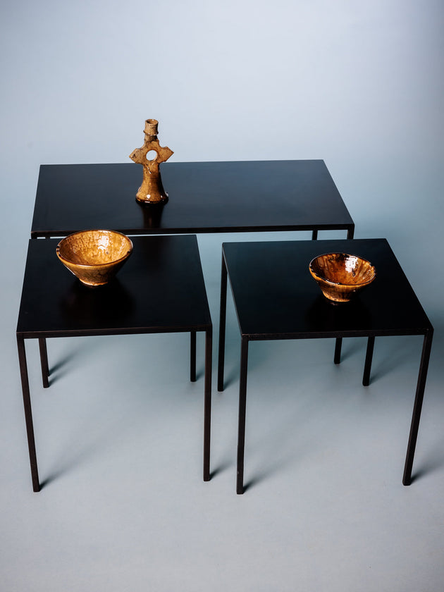 Tables basses rectangulaires en acier noir