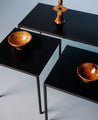 Tables basses rectangulaires en acier noir géométriques