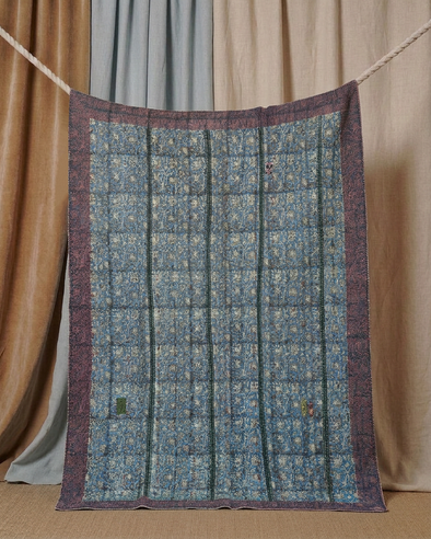 Pièce artisanale Kantha Azur