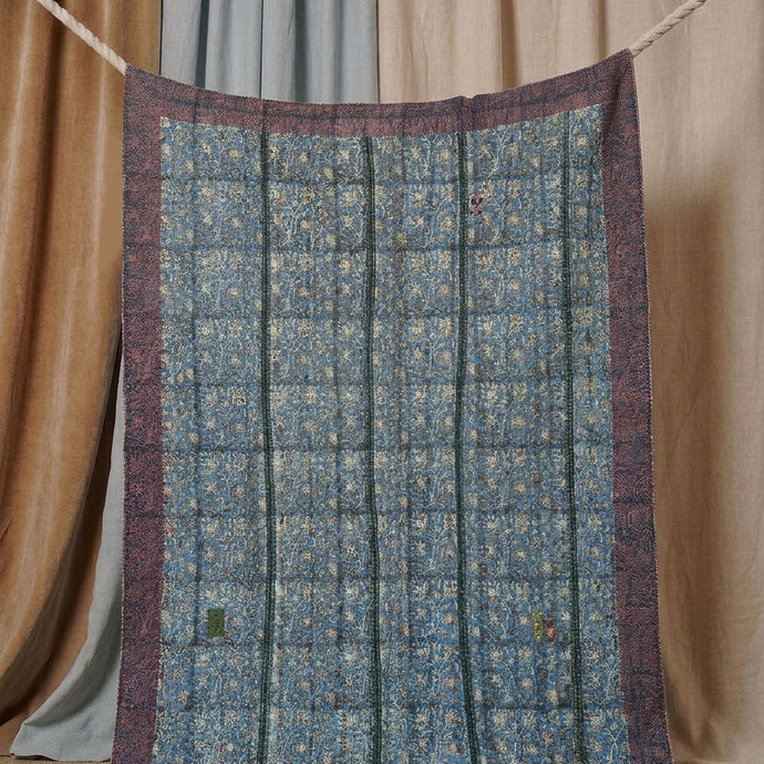 Pièce artisanale Kantha Azur