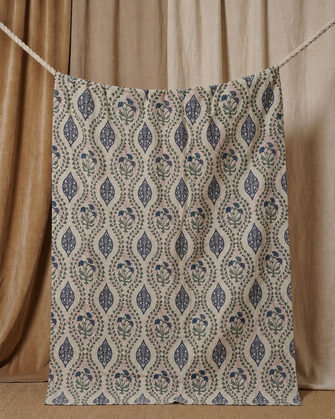 Pièce artisanale Kantha Bleu de chine