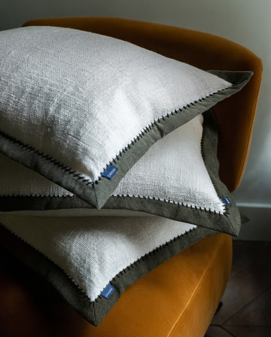 Housse de coussin Khadi Noir