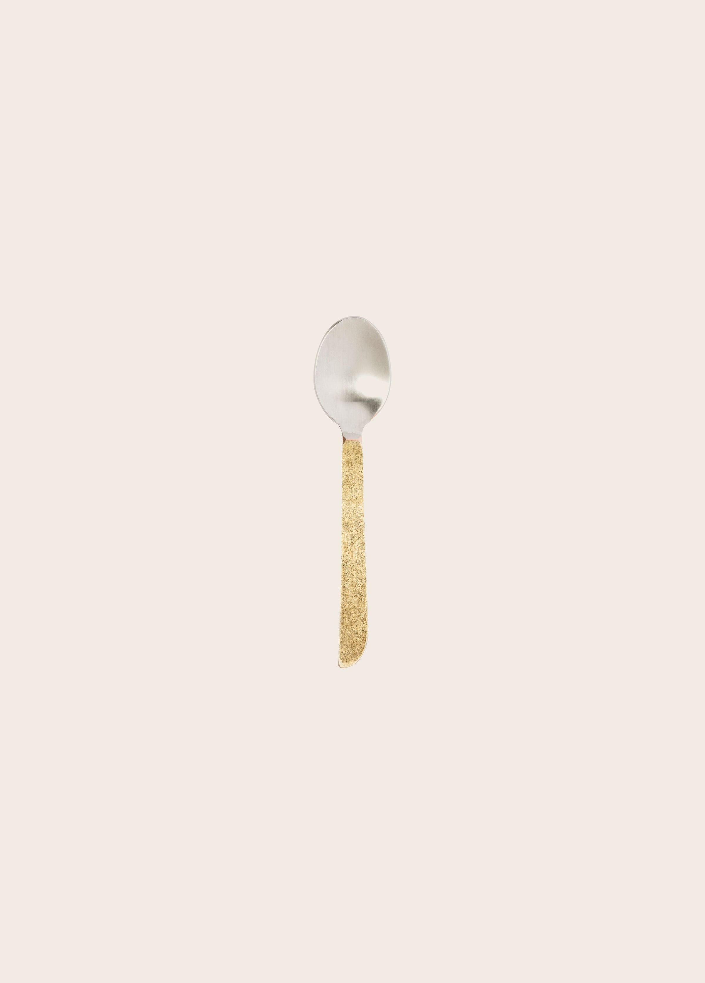 Petite cuillère en acier avec manche doré