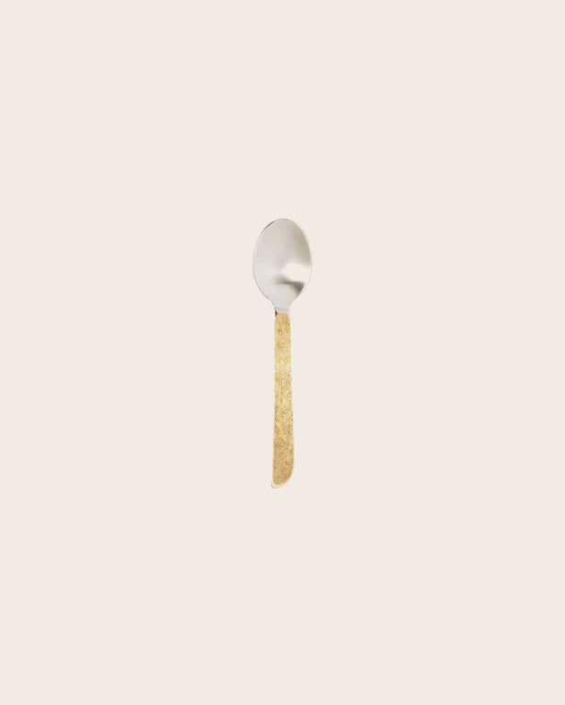 Petite cuillère en acier avec manche doré