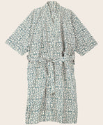 Kimono en coton imprimé au bloc à la main motif floral vert