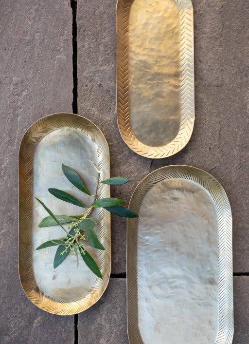 Set de 3 plateaux gigognes Dana en laiton massif dorés