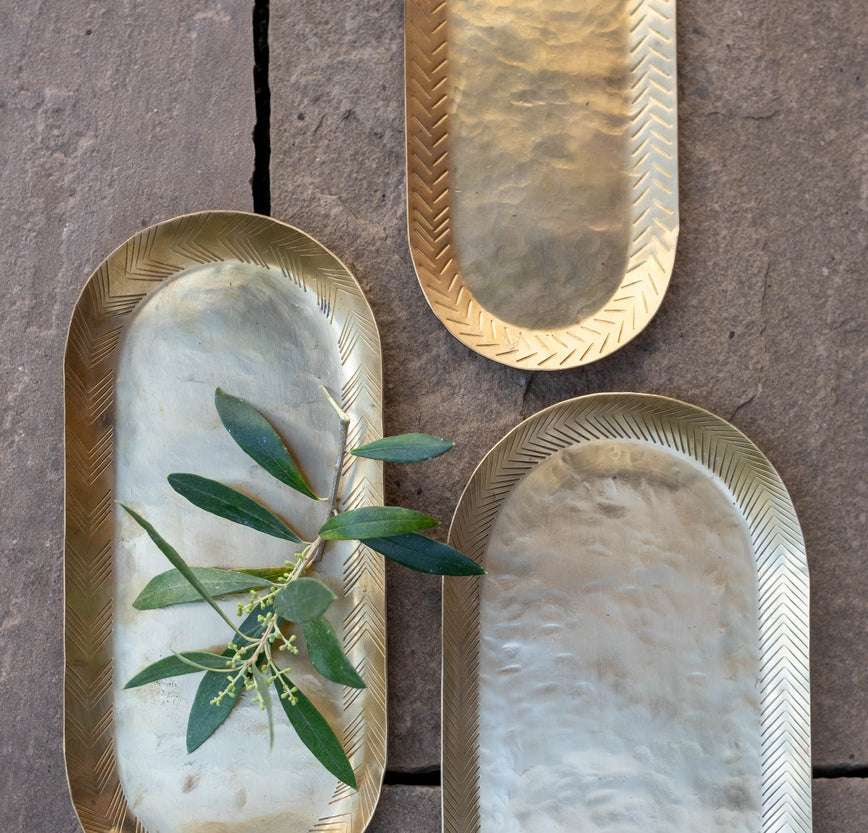 Set de 3 plateaux gigognes Dana en laiton massif dorés