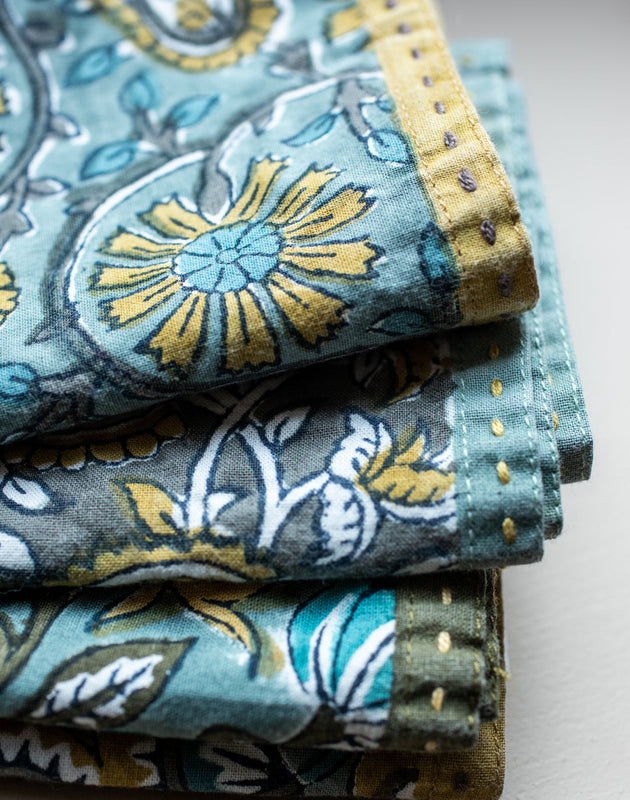 Lot de 4 serviettes en coton imprimées