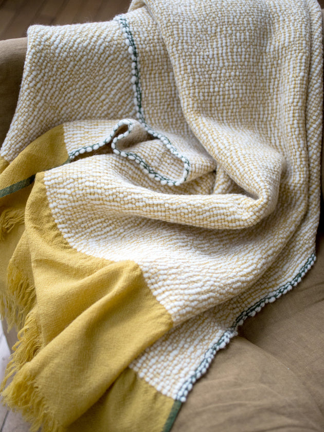 Plaid curcuma Plaid tissé à la main