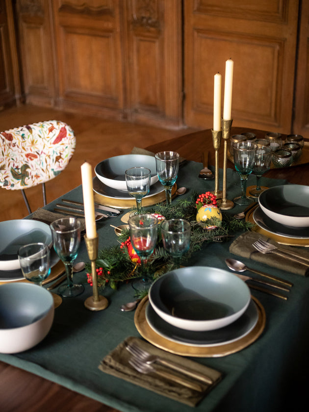 Inspiration : table de noël avec une nappe verte