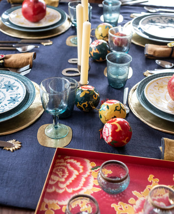 Décoration de la table de Noël en bleue