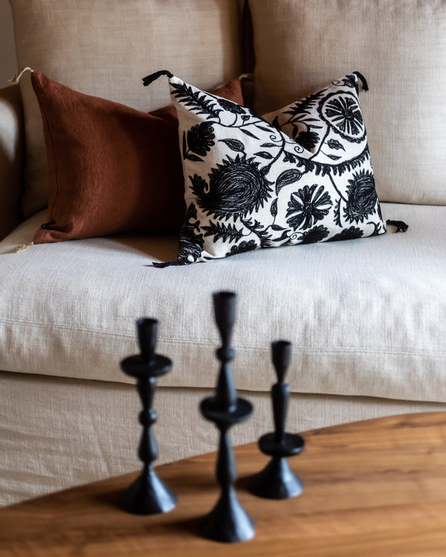 Set de 3 bougeoirs en fer martelé noirs Jya