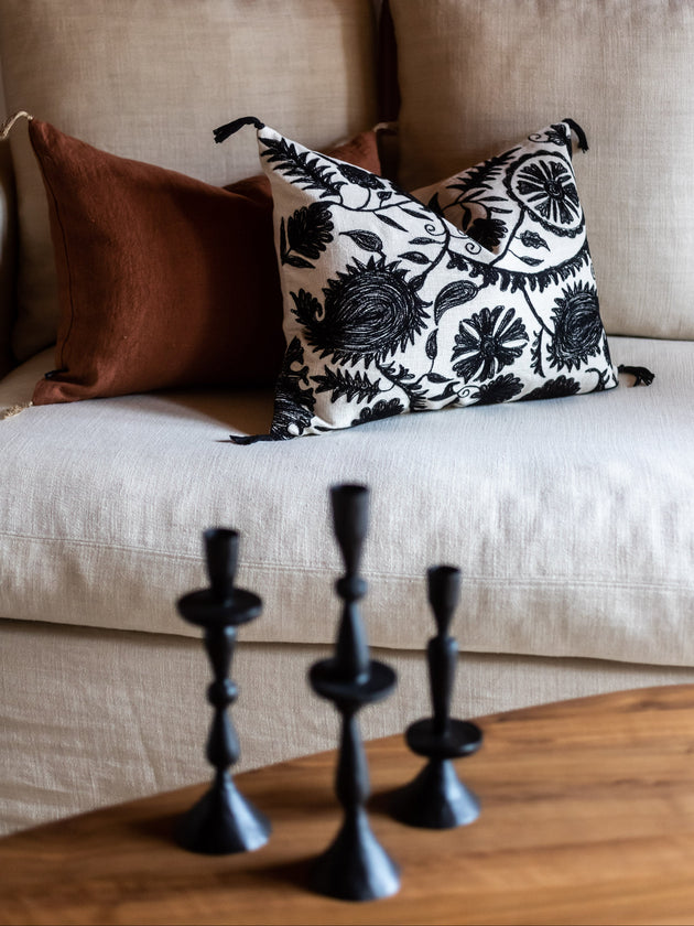 Set de 3 bougeoirs en fer martelé noirs Jya