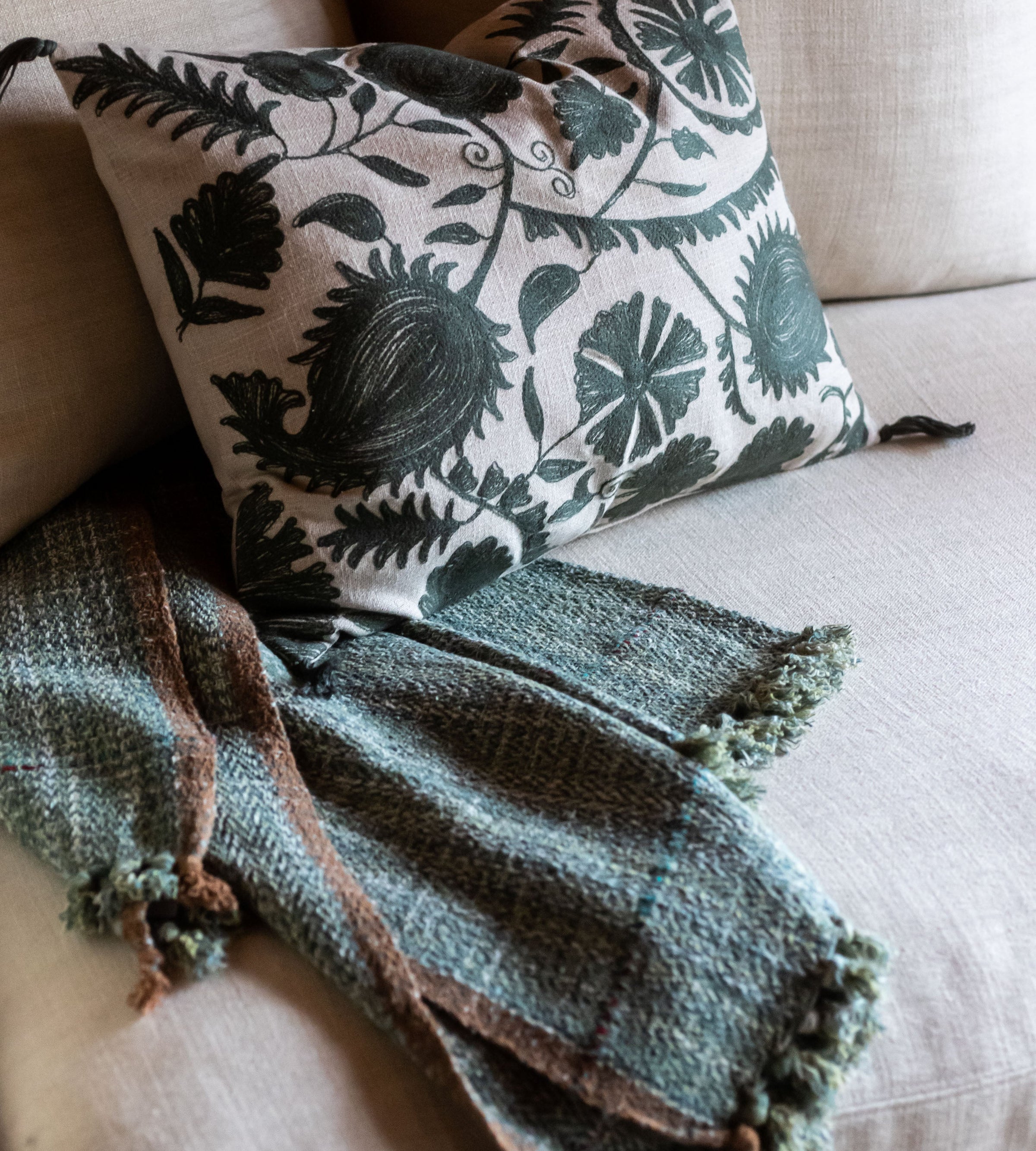 Grand plaid en coton pour canapé Mandho 