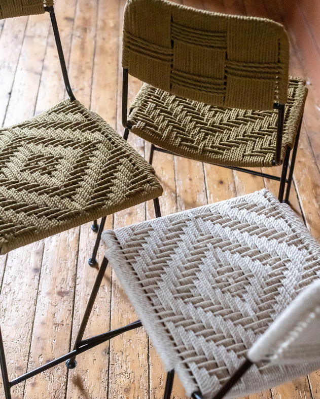 Trois chaises hautes en coton tressé Murgi