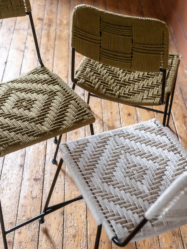 Trois chaises hautes en coton tressé Murgi