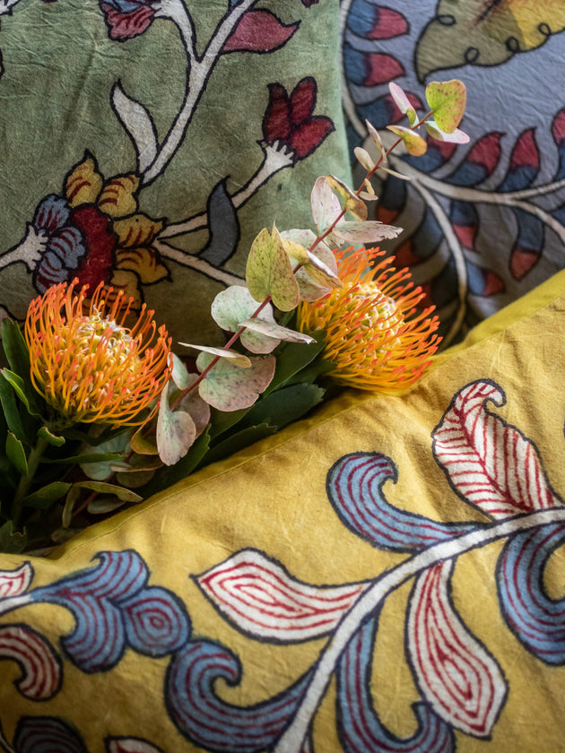 Housse de coussin Kalamkari