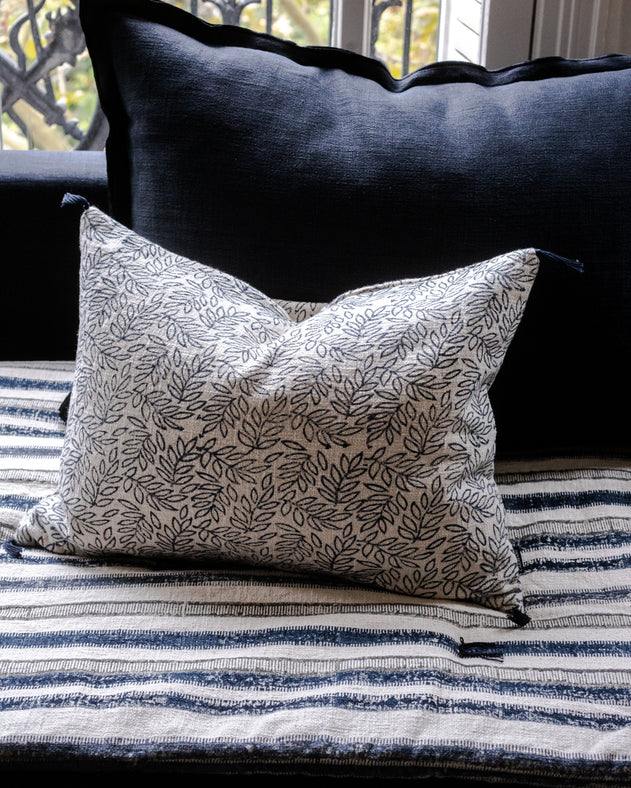 Sofa Cover Kormo bleu gris en khadi de coton