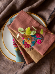 Set of 4 Rosaly embroidered napkins