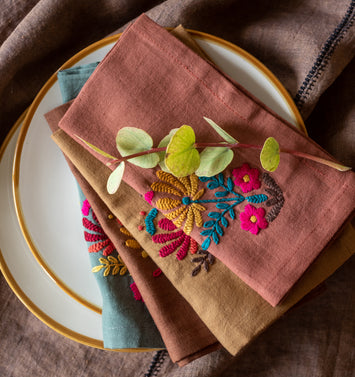 Set of 4 Rosaly embroidered napkins