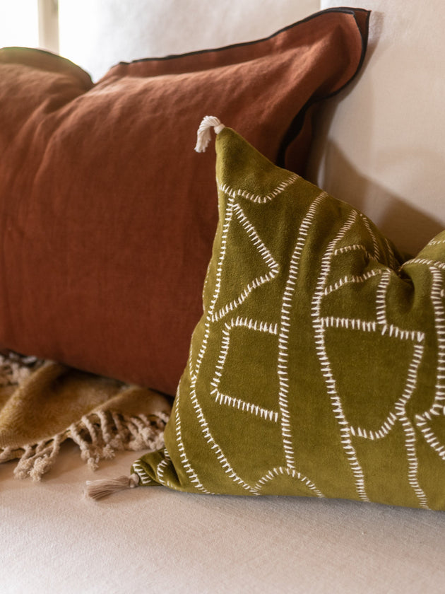 Ensemble de coussins en velours de coton Jody