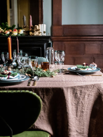 Nappe pour table de salle à manger Noé en lin lavé couleur café