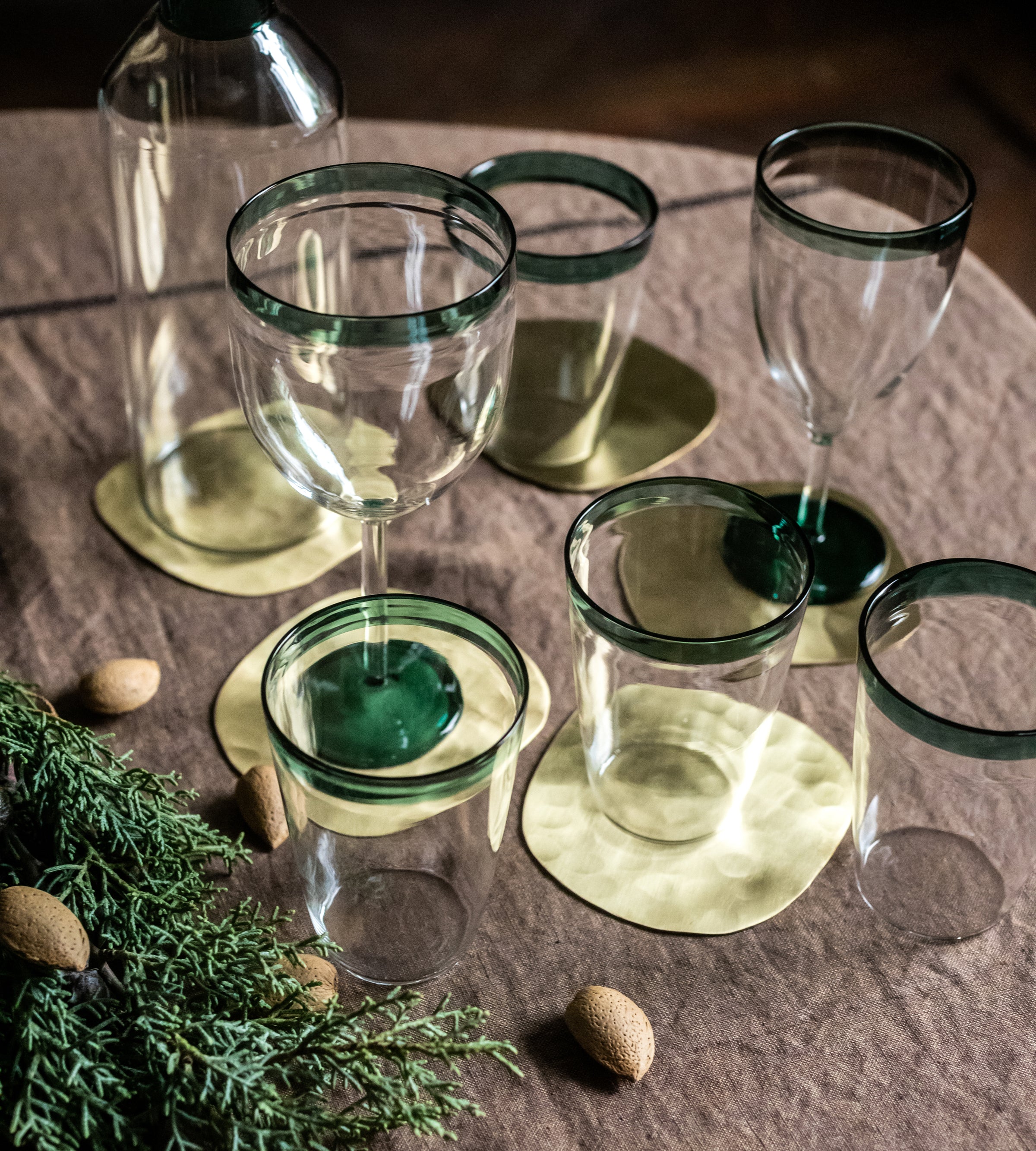 Set de 4 dessous de verre en laiton martelé Ema