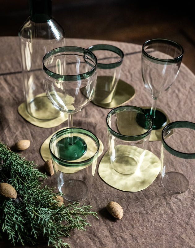 Set de 4 dessous de verre en laiton martelé Ema