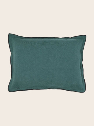 Housse de coussin vert bleu en lin Colvert