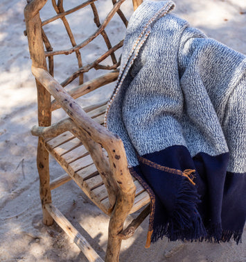 Plaid tissé à la main en laine et coton