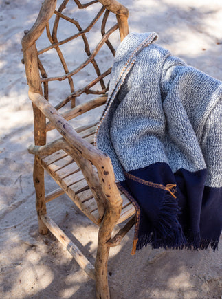 Plaid tissé à la main en laine et coton