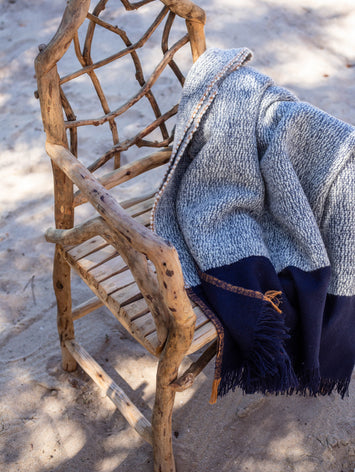 Plaid tissé à la main en laine et coton