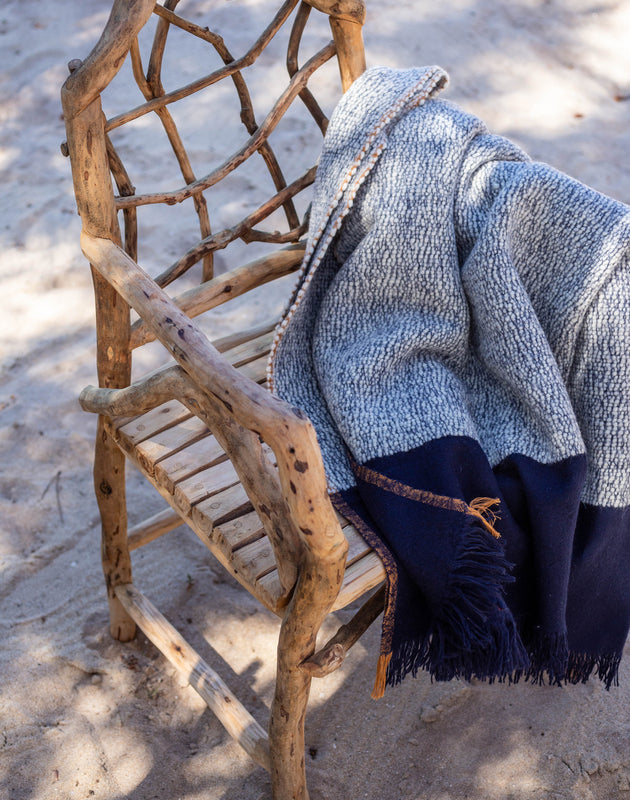 Plaid tissé à la main en laine et coton