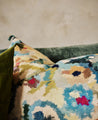 Housse de coussin colorée imprimée Fiore en jute et lin