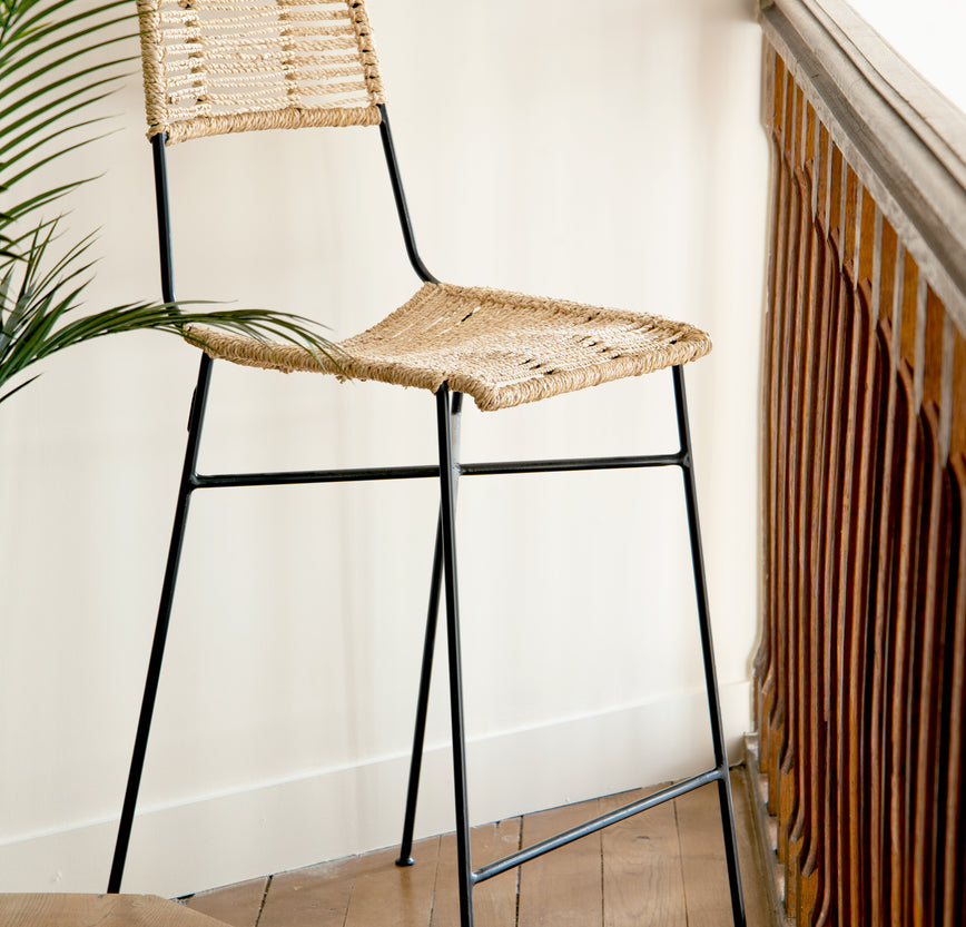 Chaise haute en fibre végétale couleur naturelle