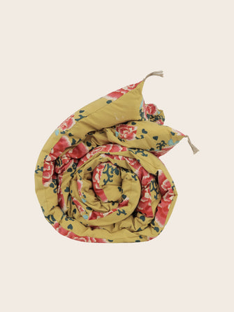 Courtepointe Liao en coton à motifs fleuris
